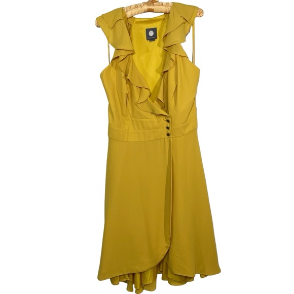 Quillaree Bhldn Yellow ruffle wrap “Macaron shoppe”dress sz 12 - Picture 3 of 12